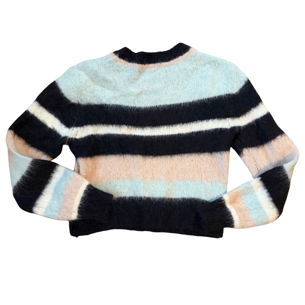 ba&sh Maria Stripe Alpaca Blend Sweater XS Fuzzy Soft Girl Balletcore Cozy - Picture 3 of 8